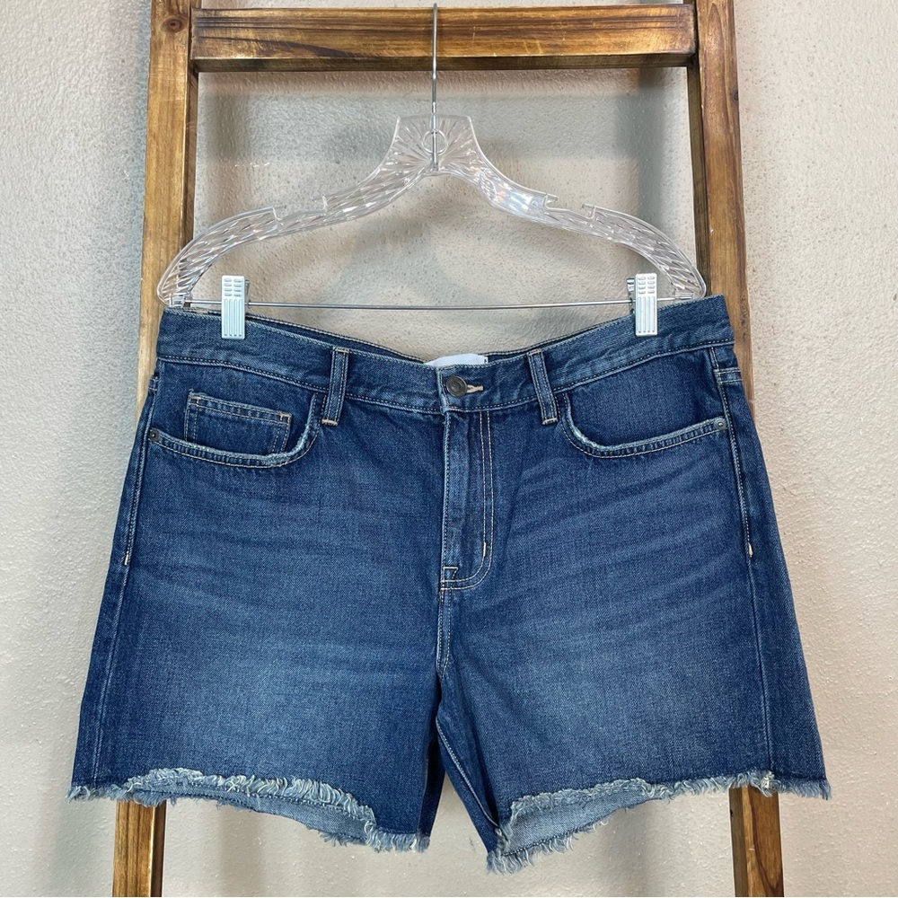 Current/Elliott The Boyfriend Frayed Hem Cotton Denim Shorts Size 31